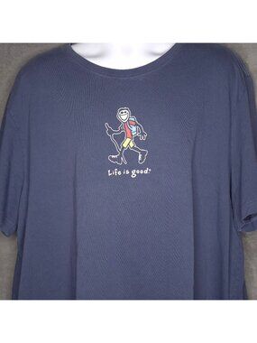 Life Is Good Mens Hiking Graphic T-Shirt XXXL Short Sleeve Crew Neck 100% Cotton